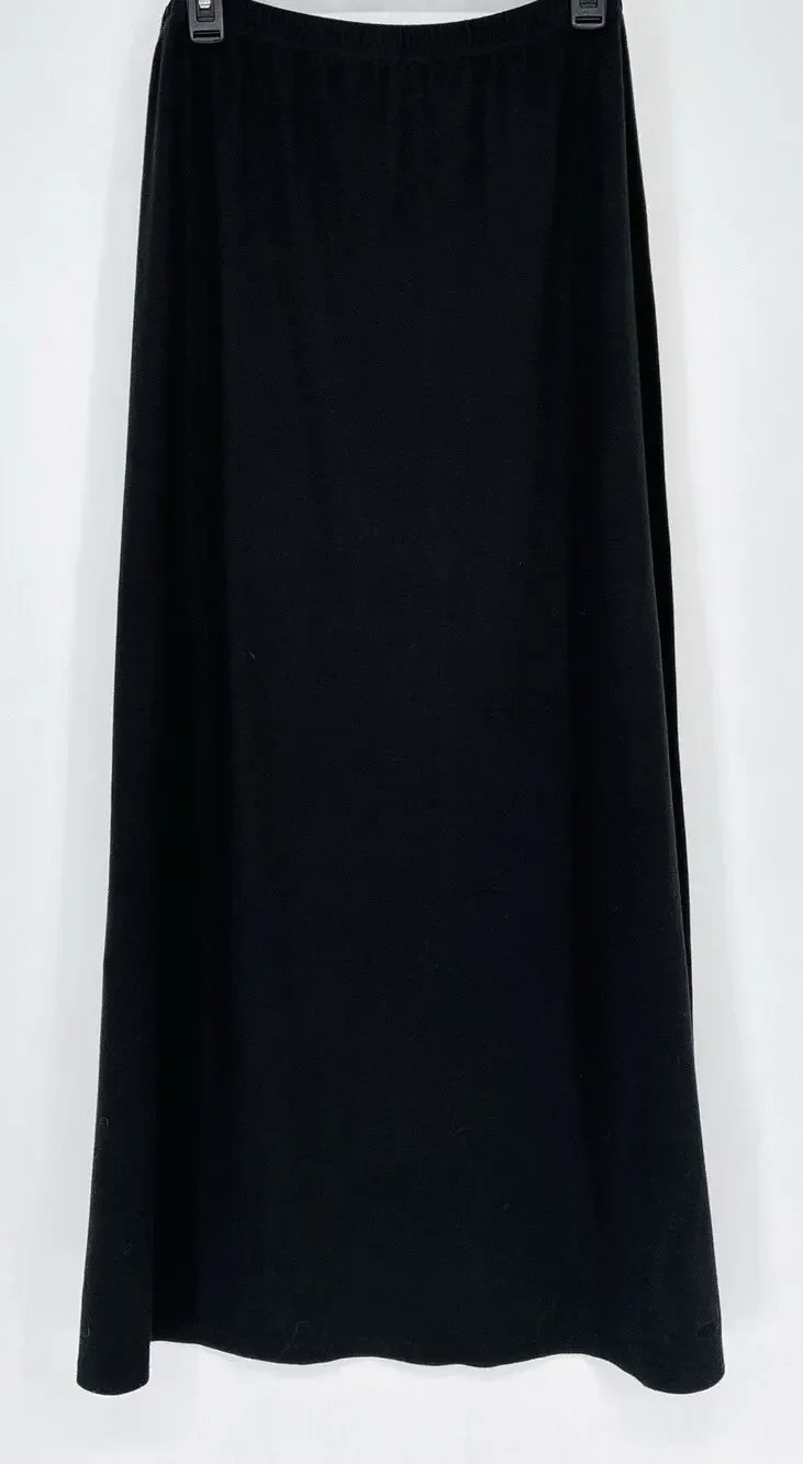 Patagonia Organic Cotton Maxi Skirt Womens L Black Pull On Stretch Knit USA
